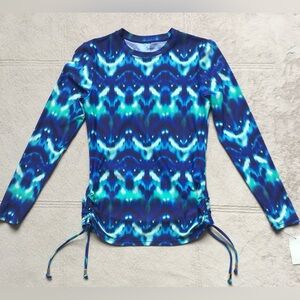 MAR Women’s Rash Guard, SMALL, Blue, Long Sleeves, Ties at Bottom. NEW